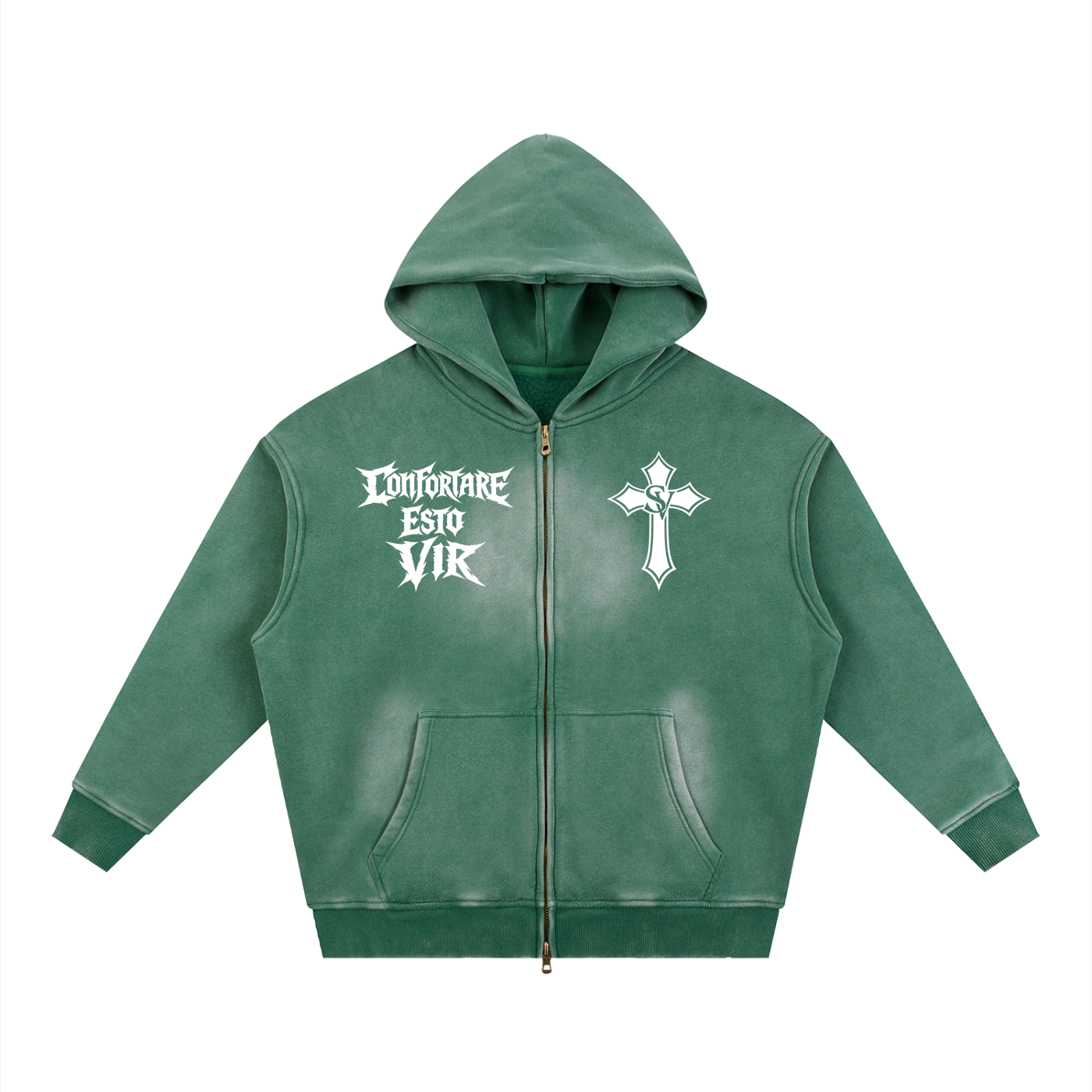 "David VS Goliath - Be A Man" Sunfade Two-way Zipper Boxy Fleece Hoodie