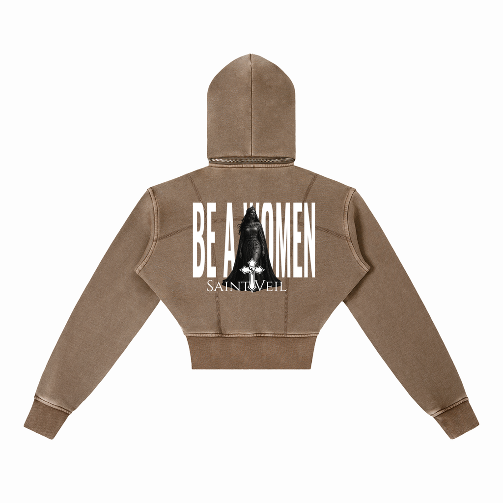"Queen Esther - Be A Women" Vintage Washed Cropped Fleece Hoodie