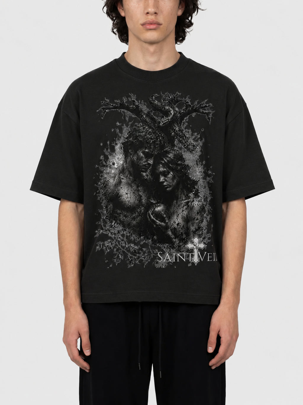 "Adam and Eve - Graphite" Essential Sorona Boxy T-Shirt