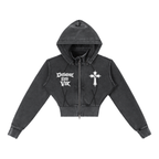 "Queen Esther - Be A Women" Vintage Washed Cropped Fleece Hoodie