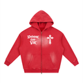 "David VS Goliath - Be A Man" Sunfade Two-way Zipper Boxy Fleece Hoodie