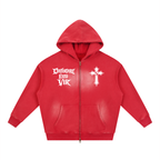 "David VS Goliath - Be A Man" Sunfade Two-way Zipper Boxy Fleece Hoodie