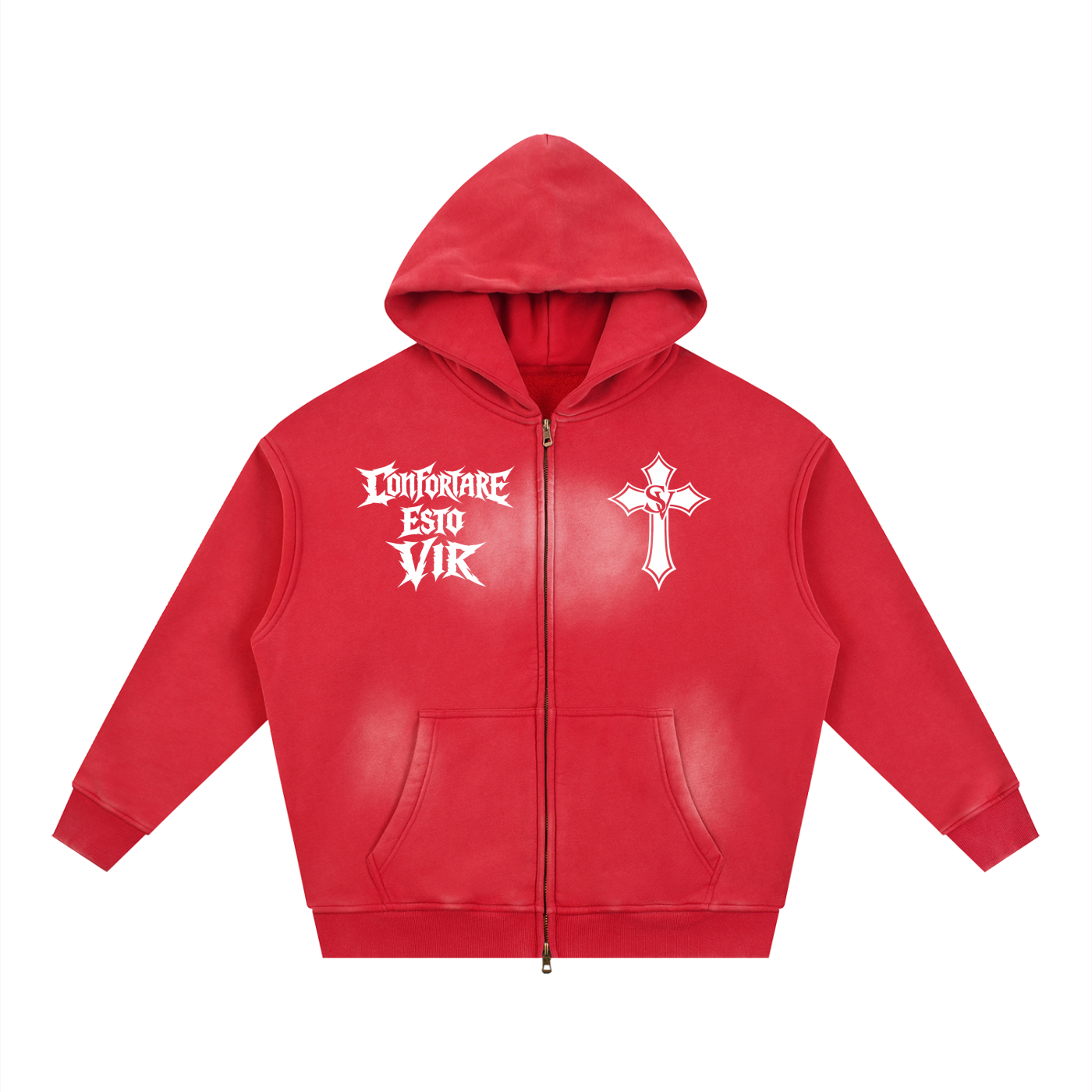 "David VS Goliath - Be A Man" Sunfade Two-way Zipper Boxy Fleece Hoodie