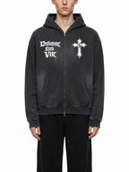 "David VS Goliath - Be A Man" Sunfade Two-way Zipper Boxy Fleece Hoodie