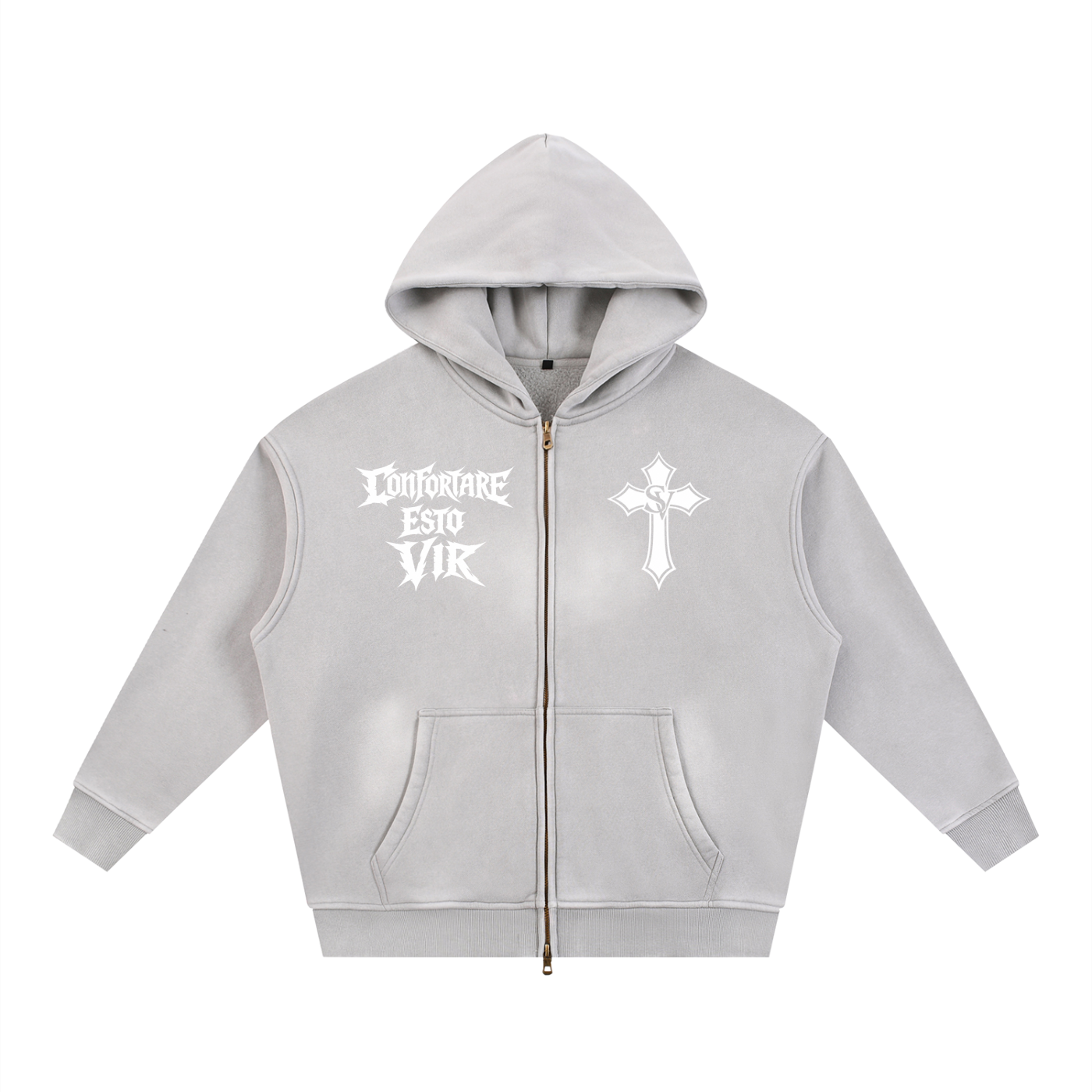 "David VS Goliath - Be A Man" Sunfade Two-way Zipper Boxy Fleece Hoodie