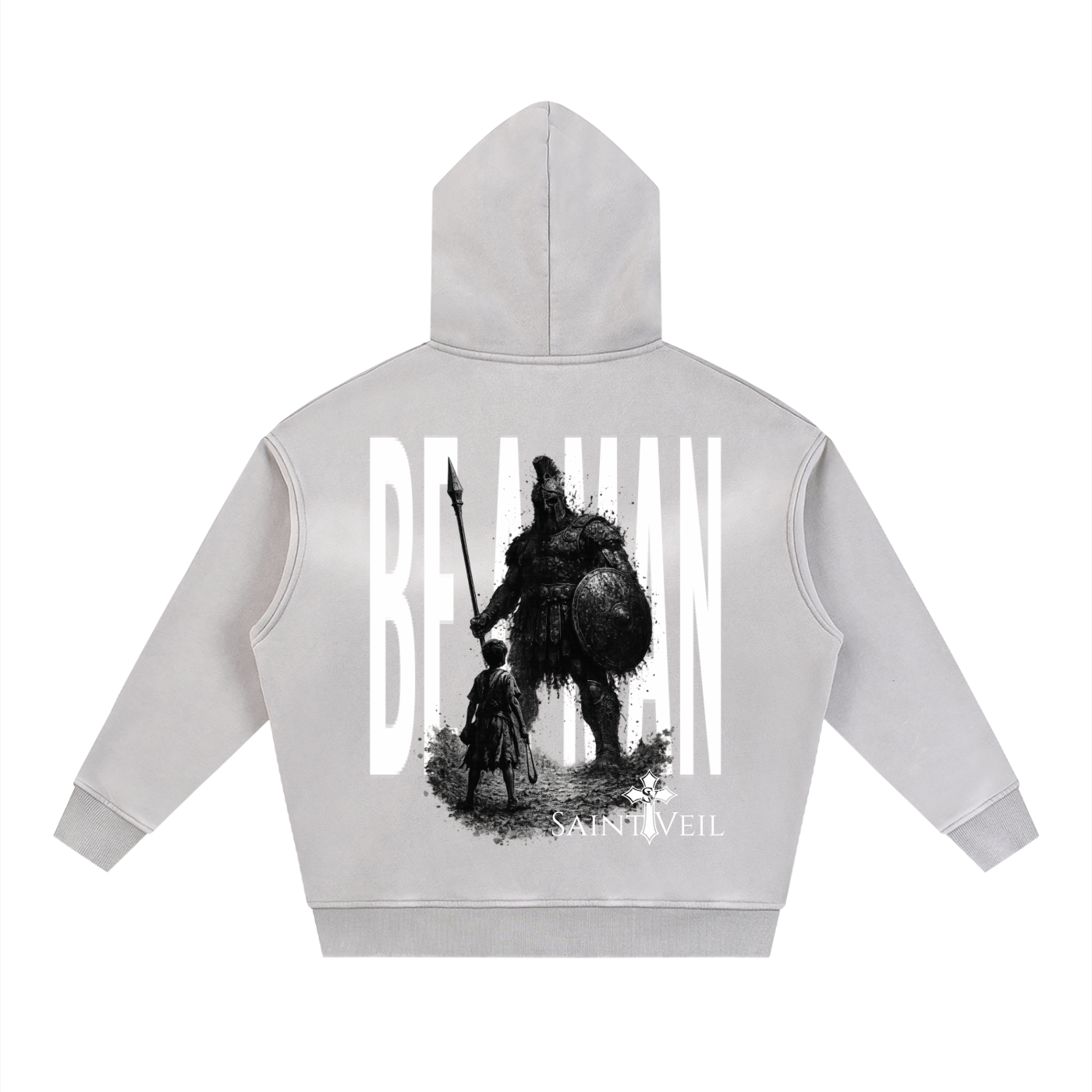 "David VS Goliath - Be A Man" Sunfade Two-way Zipper Boxy Fleece Hoodie
