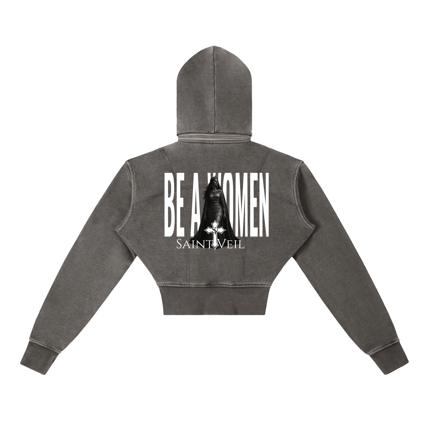 "Queen Esther - Be A Women" Vintage Washed Cropped Fleece Hoodie