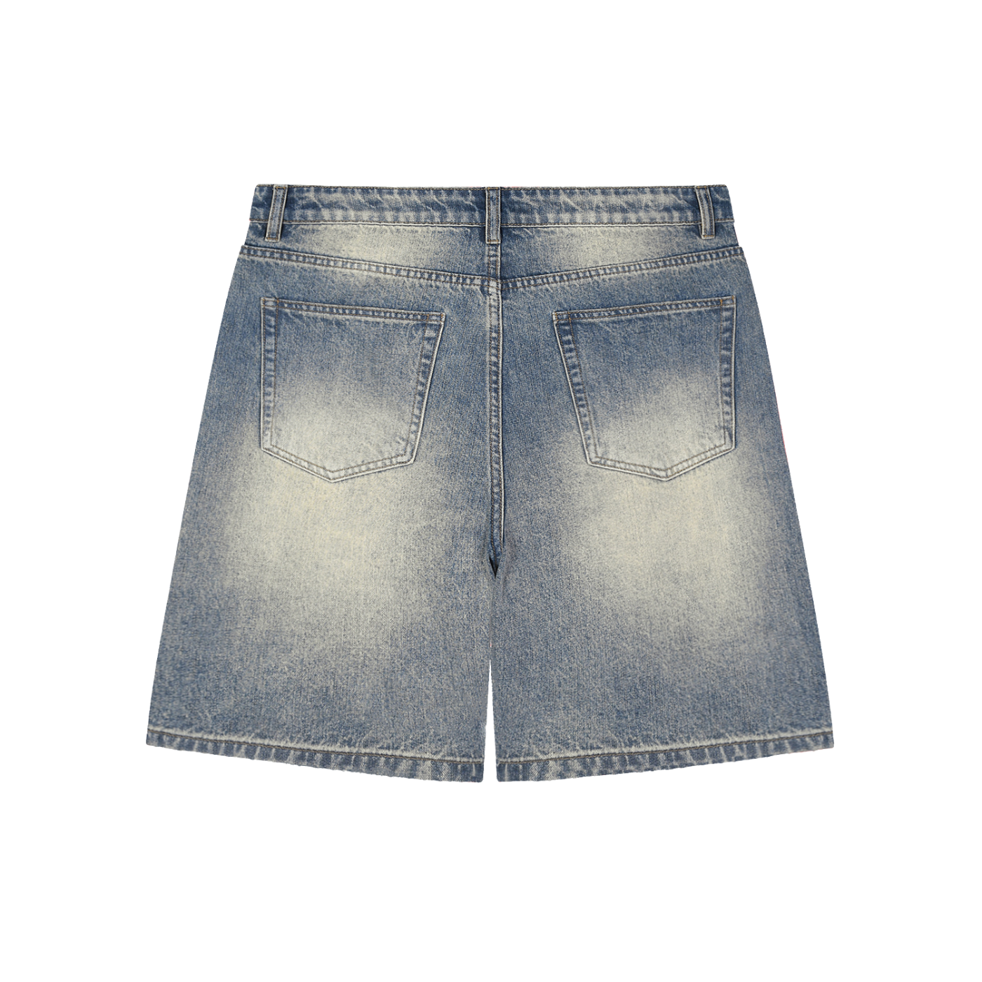 "Denim Shorts - Simple" Faded Distressed Baggy Denim Shorts