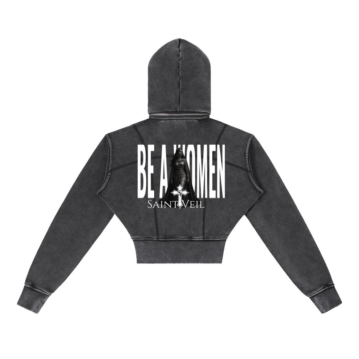 "Queen Esther - Be A Women" Vintage Washed Cropped Fleece Hoodie
