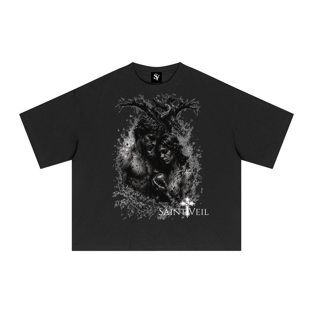 "Adam and Eve - Graphite" Essential Sorona Boxy T-Shirt